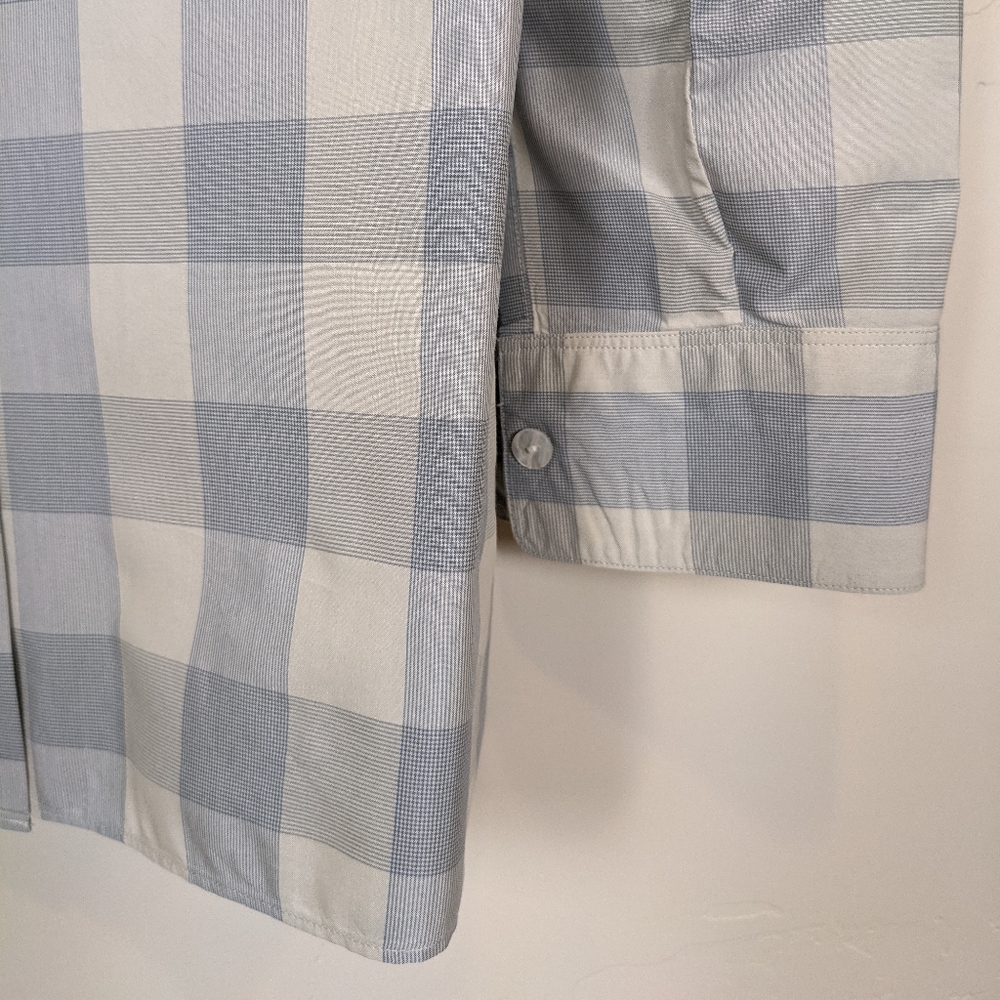 Theory P blue and white fuji check button down - Picture 5 of 9
